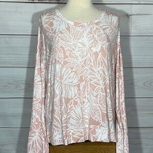 NWT Jasmine & Ginger Coral Floral Long Sleeve Top Size Large